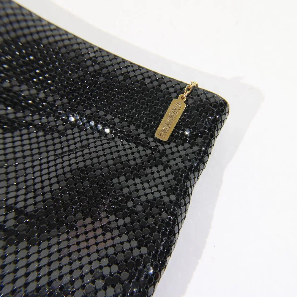 Vintage Whiting and Davis Black Mesh Clutch Wristlet Evening Bag - Picture 2 of 6